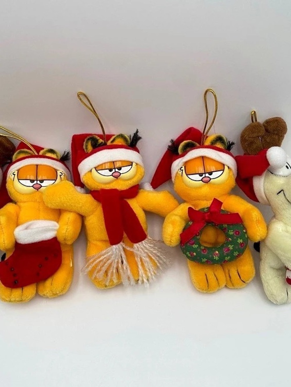 Vintage Dakin Plush Christmas Ornament Set of 5